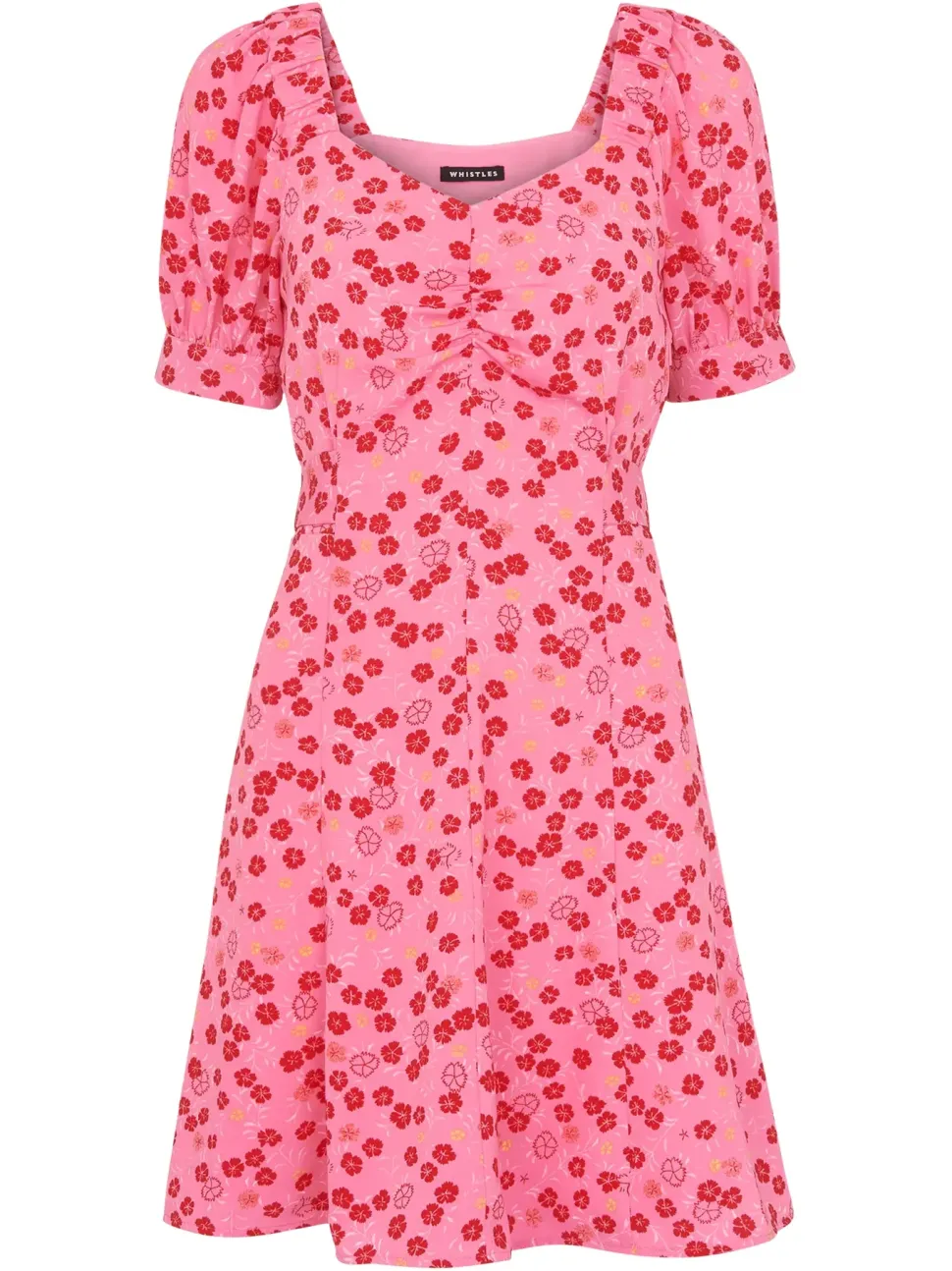 Cherry Floral Tie Waist Dress-Floral