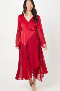 Chiffon And Satin Wrap Wedding Guest Dress
