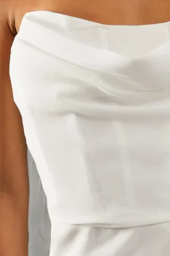 Chiffon Bandeau Corset Bust Asymmetric Maxi Dress