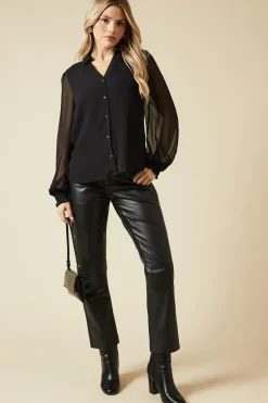 Chiffon Button Front Shirt