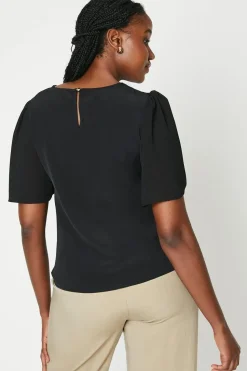 Chiffon Contrast Angel Sleeve Blouse