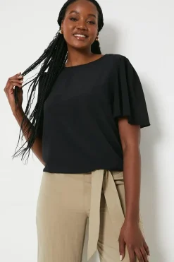 Chiffon Contrast Angel Sleeve Blouse