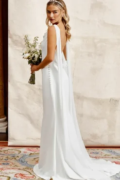 Chiffon Cowl Back Detail Wedding Dress