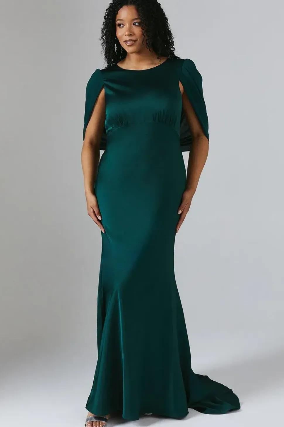 Chiffon Cowl Back Satin Bridesmaid Dress