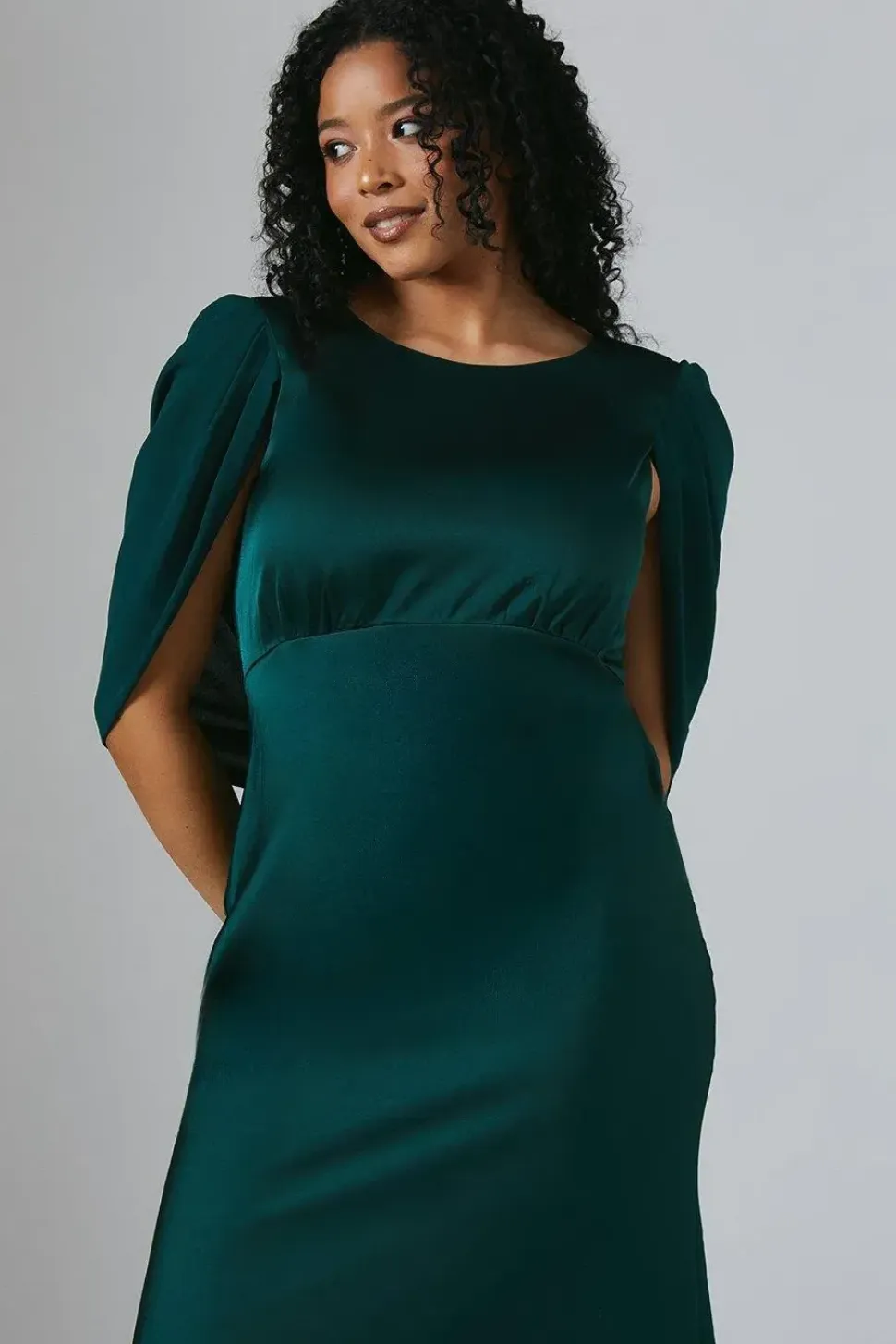 Chiffon Cowl Back Satin Bridesmaid Dress