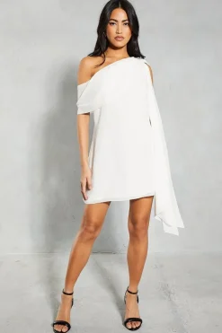Chiffon Exaggerated Sleeve Off The Shoulder Mini Dress