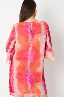 Chiffon Flute Sleeve Shift Dress