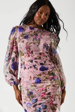 Chiffon Frill Hem Dress with Pleats