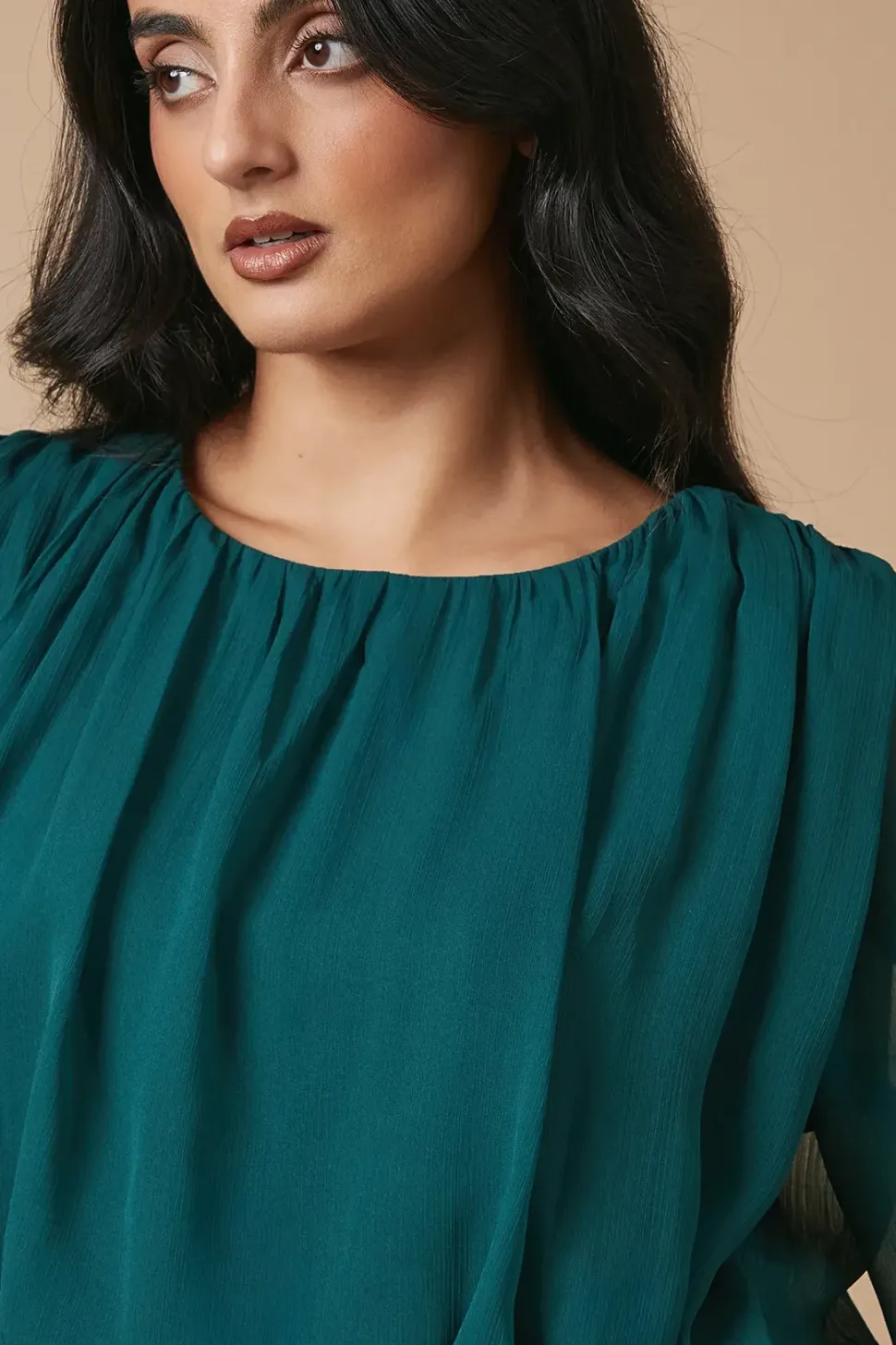 Chiffon Gathered Ruched Mini Dress
