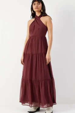 Chiffon Halter Tier Maxi Dress