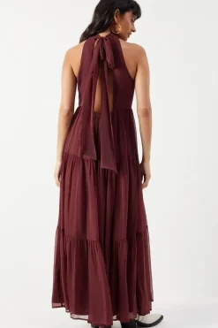 Chiffon Halter Tier Maxi Dress