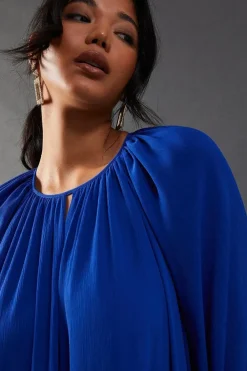 Chiffon High Neck Trapeze Maxi Dress