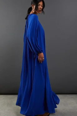 Chiffon High Neck Trapeze Maxi Dress