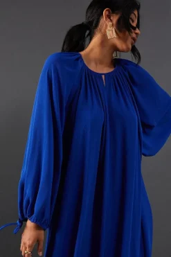Chiffon High Neck Trapeze Maxi Dress