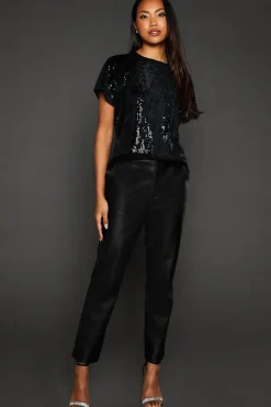 Chiffon Insert Sequin Top