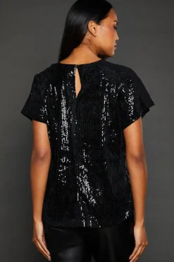 Chiffon Insert Sequin Top