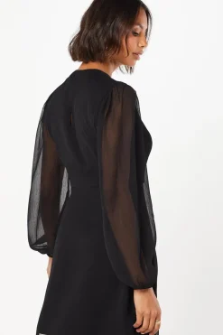 Chiffon Keyhole Wrap Mini Dress