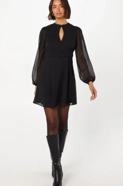 Chiffon Keyhole Wrap Mini Dress