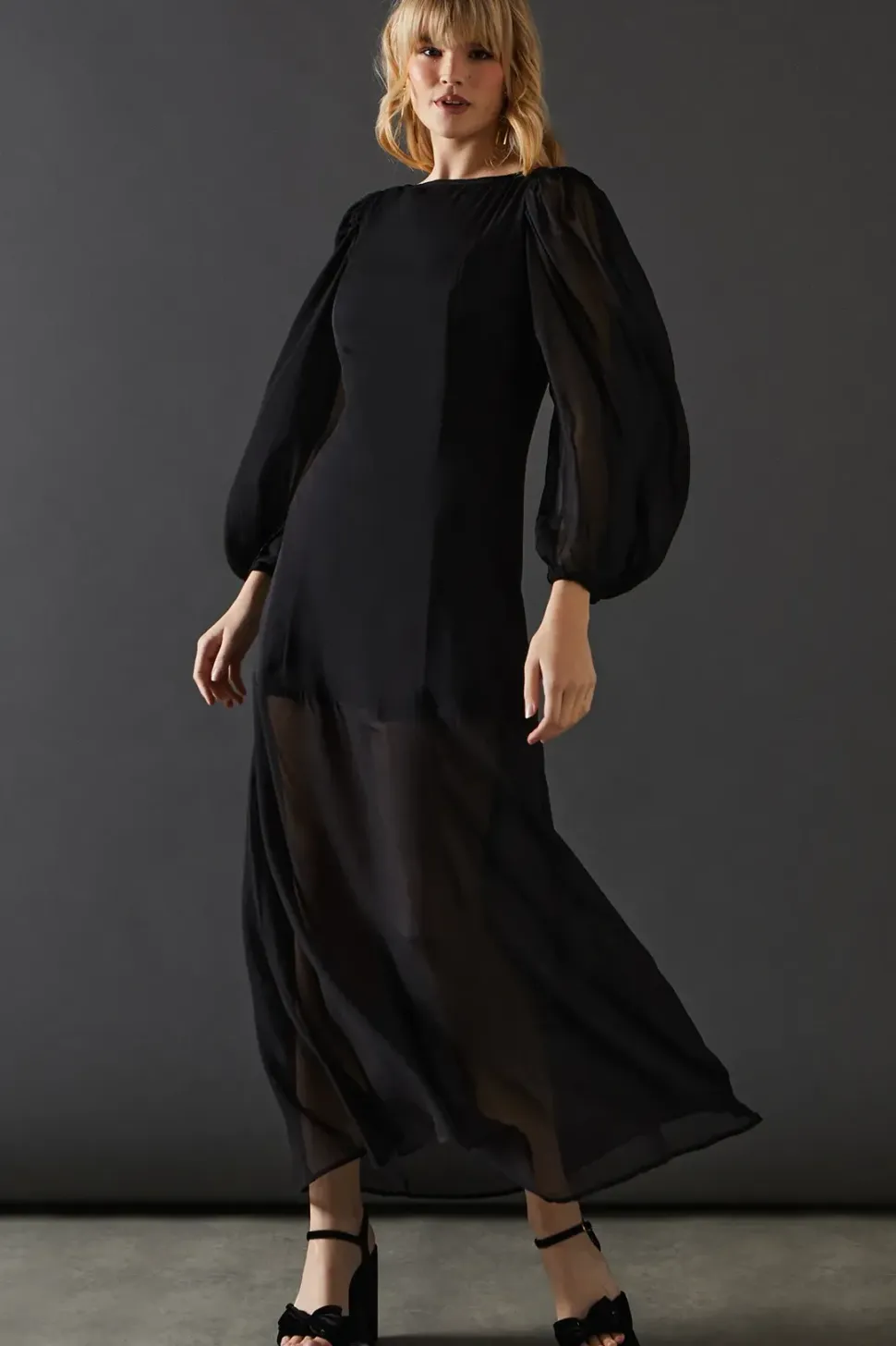 Chiffon Long Sleeve Maxi Dress