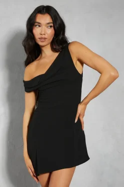 Chiffon Off The Shoulder Asymmetric Mini Dress