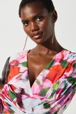 Chiffon Pleated Floral Printed Dress