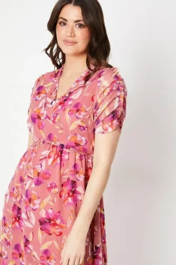 Chiffon Ruffle Detail Midi Dress