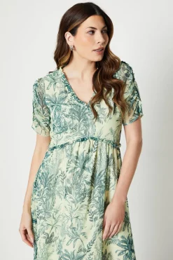 Chiffon Ruffle Detail Midi Dress
