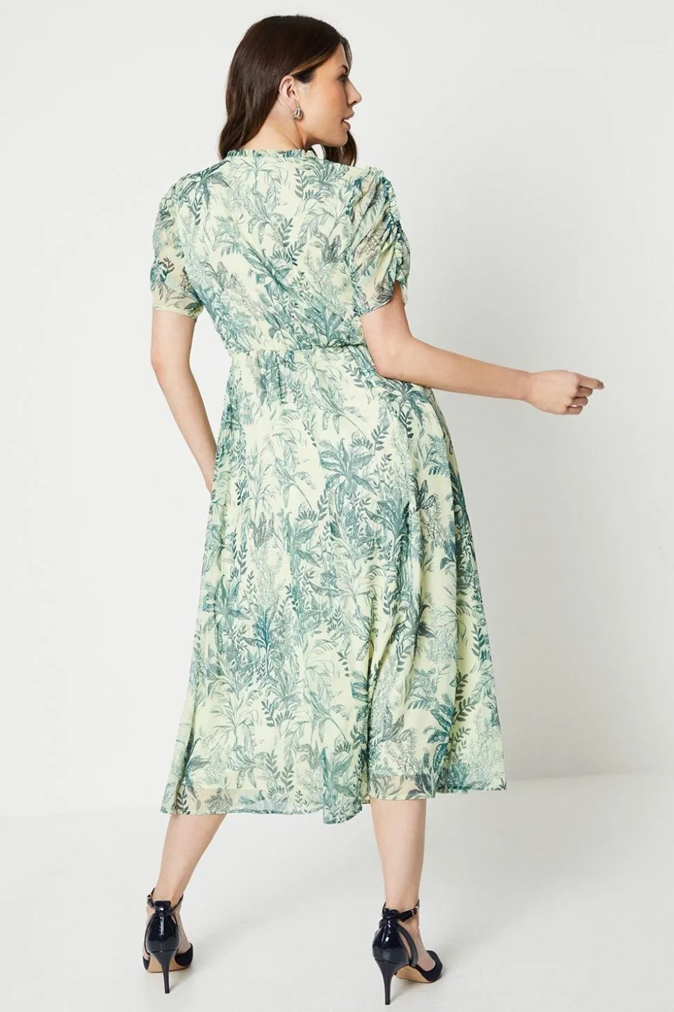 Chiffon Ruffle Detail Midi Dress