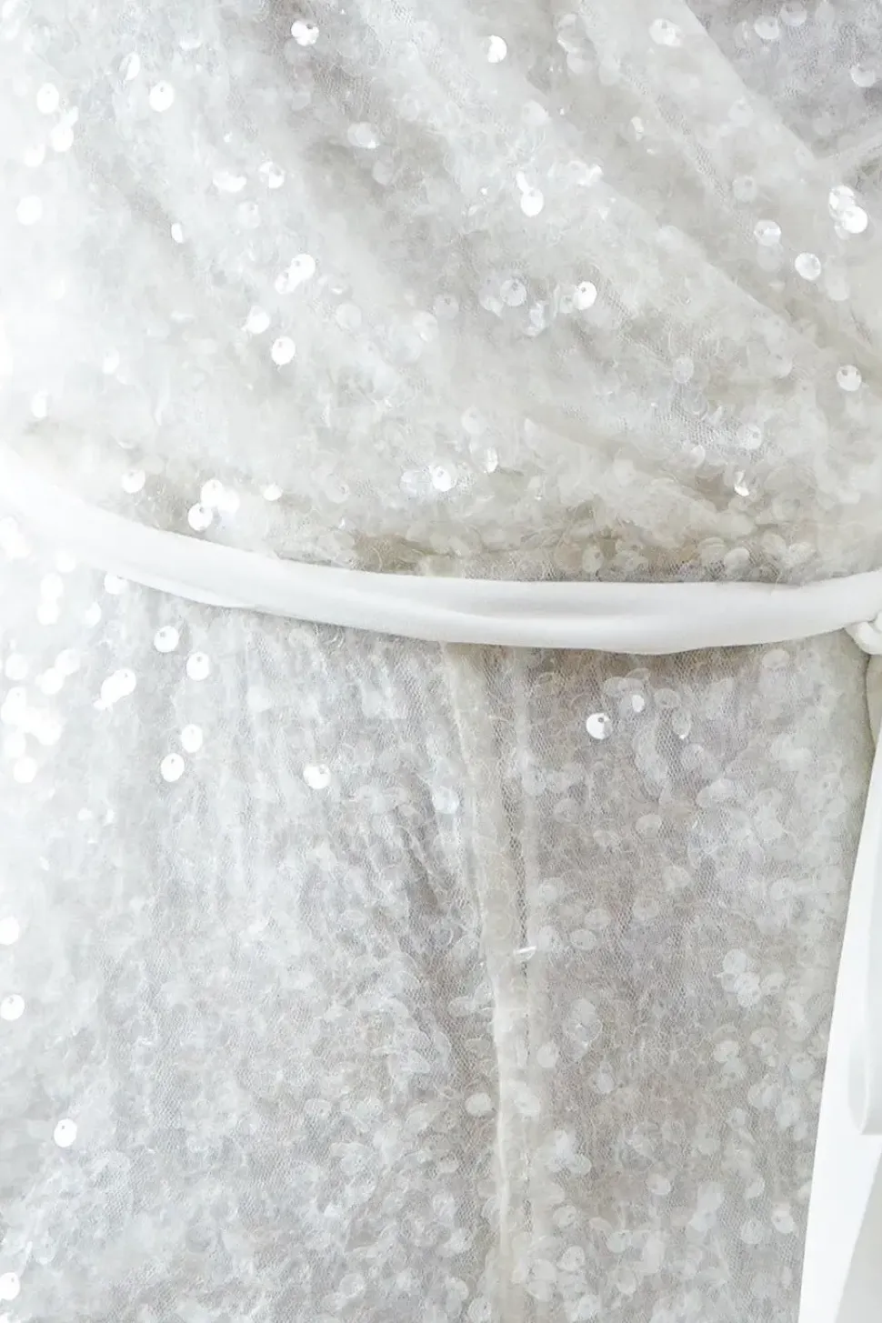 Chiffon Tie Balloon Sleeve Sequin Bridal Jumpsuit