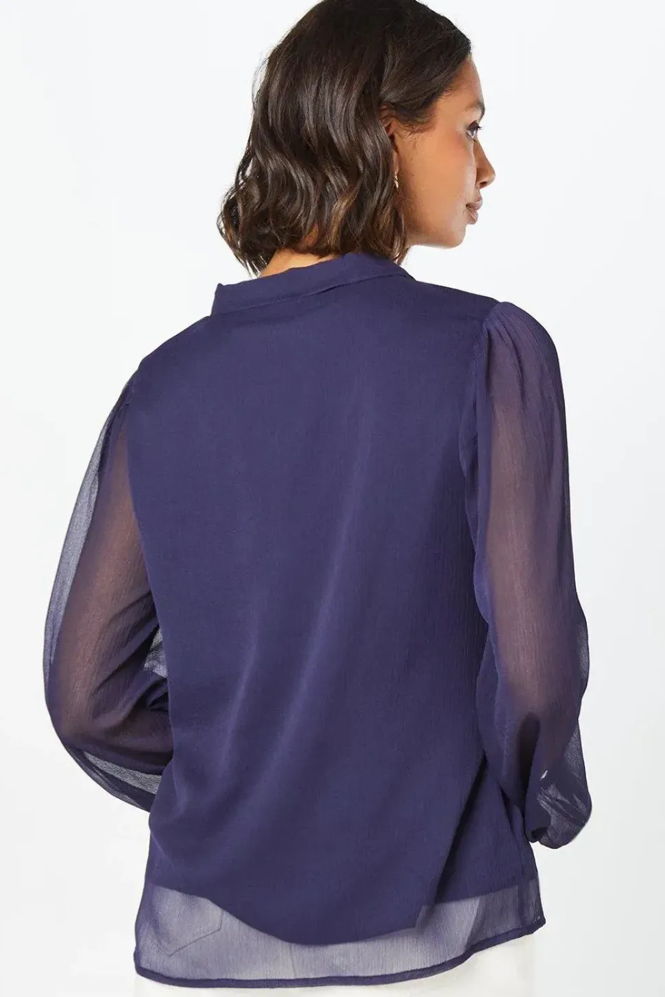 Chiffon Tie Front Long Sleeve Blouse