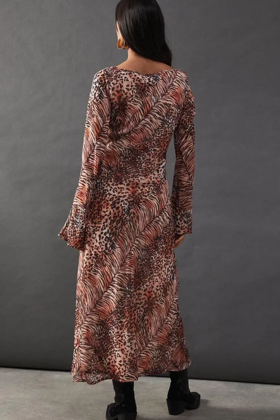 Chiffon Tie Keyhole Front Bias Midi Dress