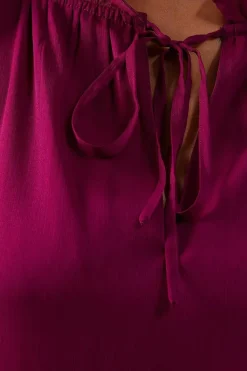 Chiffon Tie Neck Tier Midi Smock Dress