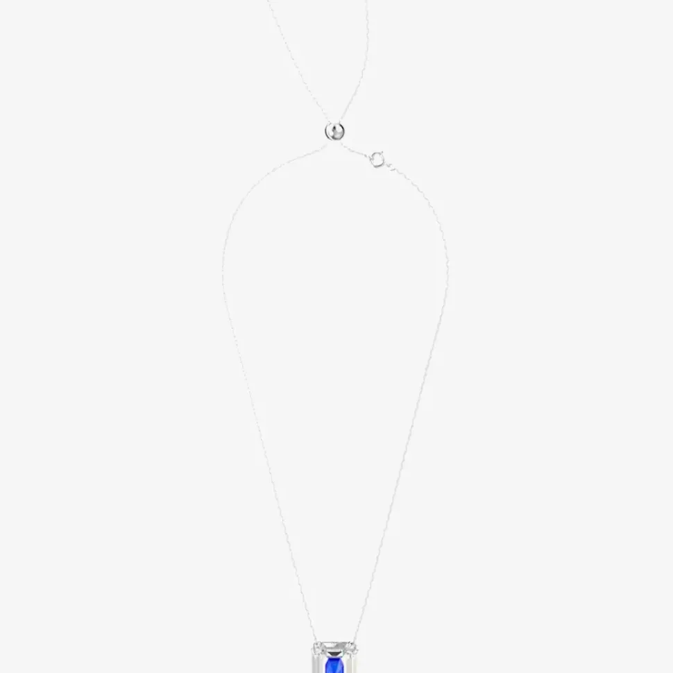 Chroma Blue & White Octagon Crystal Necklace 5600625