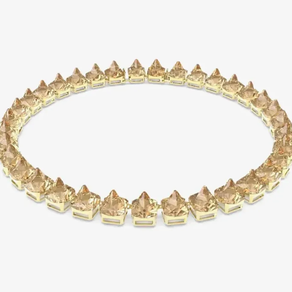 Chroma Gold Tone Plated Spike Crystal Necklace 5613679