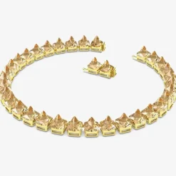 Chroma Gold Tone Plated Spike Crystal Necklace 5613679