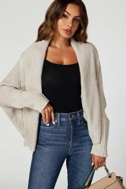 Chunky Pleat Oversized Cardigan In Beige