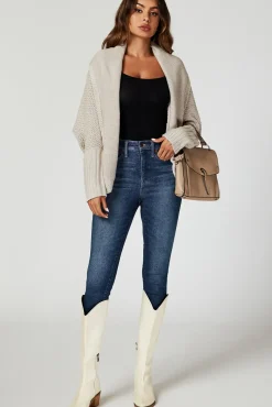 Chunky Pleat Oversized Cardigan In Beige