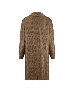 Classic Lapel Cotton Coat with Iconic Jacquard Weave