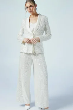 Clear Sequin Single Breasted Blazer
