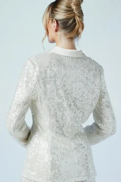 Clear Sequin Single Breasted Blazer