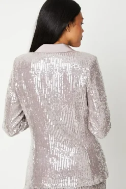 Clear Sequin Single Breasted Blazer