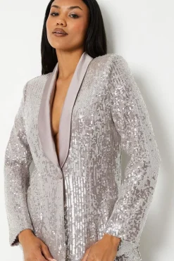 Clear Sequin Single Breasted Blazer