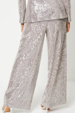 Clear Sequin Wide Leg Trouser