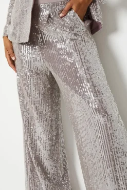 Clear Sequin Wide Leg Trouser
