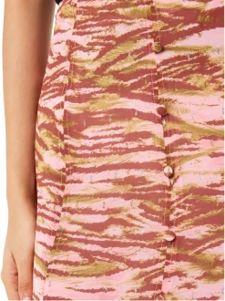 Clouded Tiger Button Skirt-Animal Print