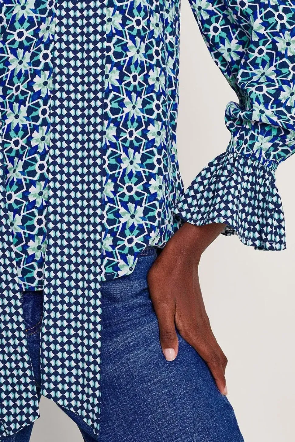 Clover Print Pussybow Blouse
