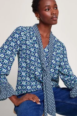 Clover Print Pussybow Blouse