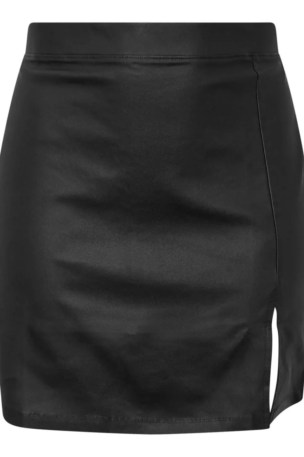 Coated Split Hem Mini Skirt