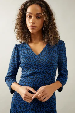 Cobalt Animal Jacquard Ponte Midi Dress