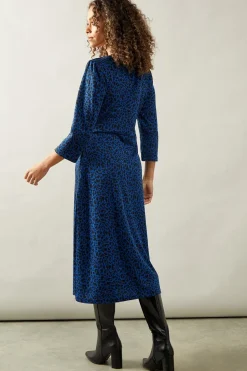 Cobalt Animal Jacquard Ponte Midi Dress